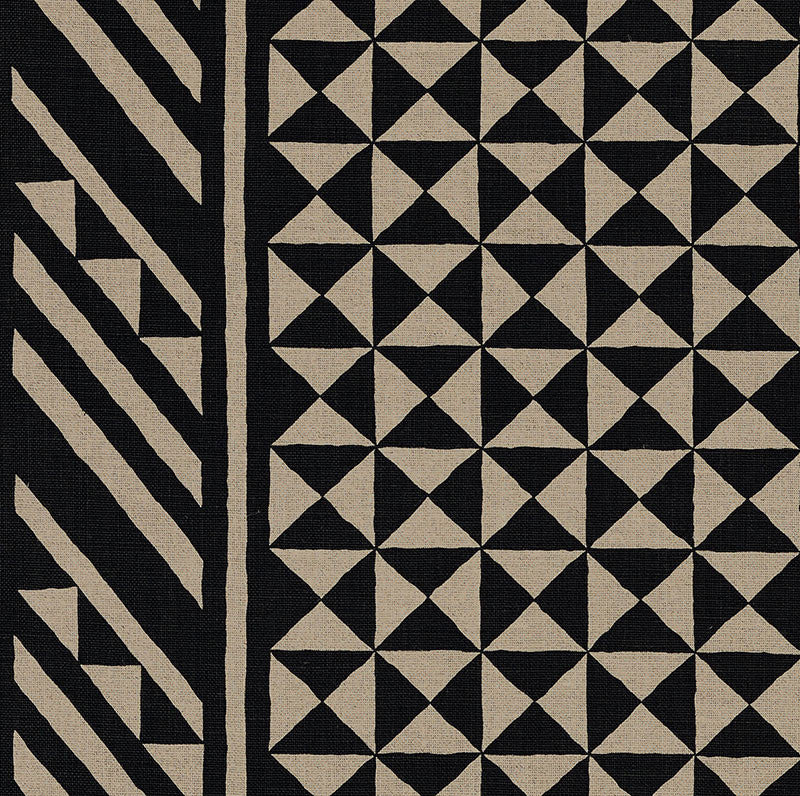 Nuba Black On Natural 176300 by Schumacher Designer Fabric Tribal Chic See Sample UNITED STATES OF AMERICA - </p><p>Repeat: Horizontal: 54" (137CM) and Vertical: 32" (81CM) 54" (137CM) - Swanky Fabrics -