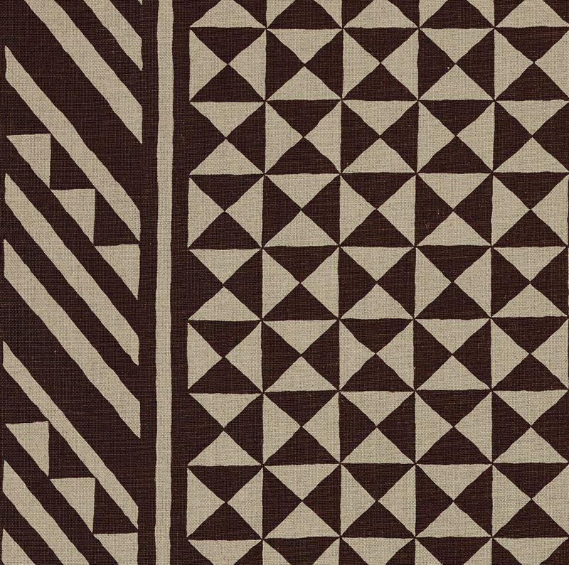 Nuba Brown On Natural 176301 by Schumacher Fabric Tribal-Chic 100% Linen - Horizontal: 54 and Vertical: 32 54 - Fabric Carolina -