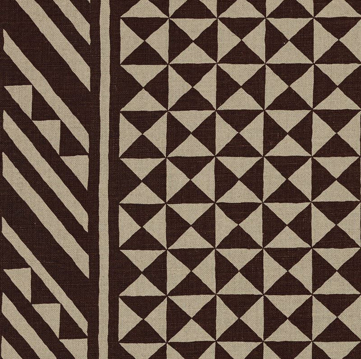 Nuba Brown On Natural 176301 by Schumacher Fabric Tribal-Chic 100% Linen - Horizontal: 54 and Vertical: 32 54 - Fabric Carolina -