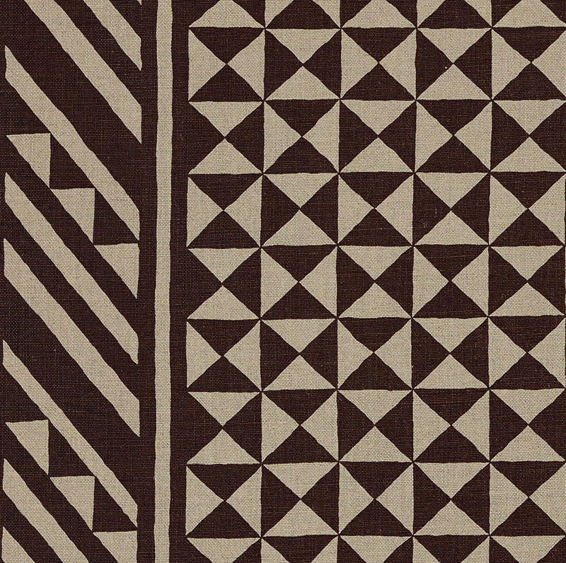 Nuba Brown On Natural 176301 by Schumacher Designer Fabric Tribal Chic LINEN 100% UNITED STATES OF AMERICA </p><p>Repeat: Horizontal: 54" (137CM) and Vertical: 32" (81CM) 54 - Swanky Fabrics -