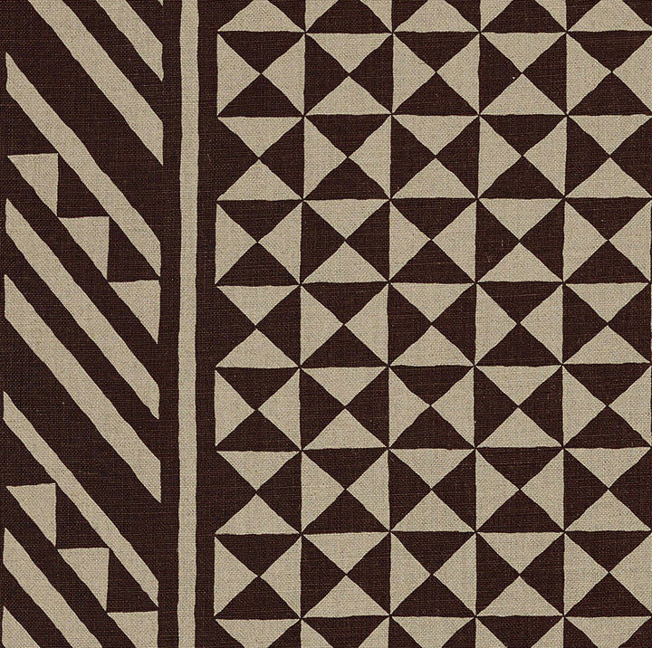 Nuba Brown On Natural 176301 by Schumacher Fabric Tribal Chic LINEN 100% UNITED STATES OF AMERICA </p><p>Repeat: Horizontal: 54" (137CM) and Vertical: 32" (81CM) 54 - Fabric Carolina -