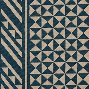 Nuba Indigo On Natural 176302 by Schumacher Fabric