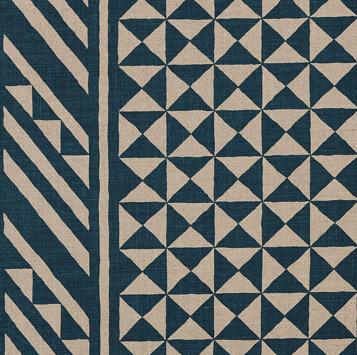 Nuba Indigo On Natural 176302 by Schumacher Fabric Tribal Chic See Sample UNITED STATES OF AMERICA - </p><p>Repeat: Horizontal: 54" (137CM) and Vertical: 32" (81CM) 54" (137CM) - Fabric Carolina -