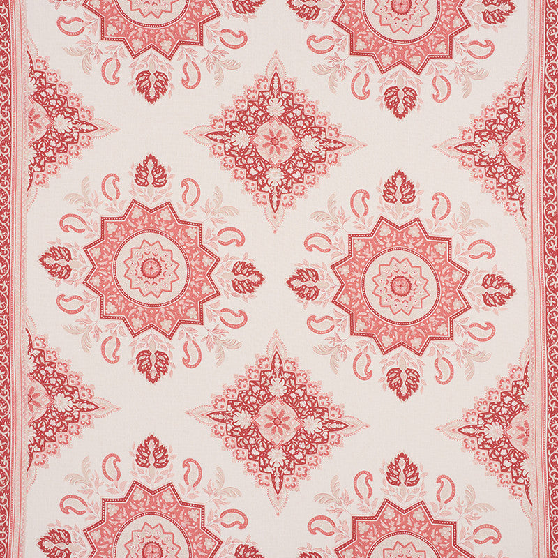Montecito Medallion Faded Red 176483 by Schumacher Fabric Mark-D-Sikes 100% Linen Wyzenbeek 15,000 Horizontal: 54 and Vertical: 25.25 54 - Fabric Carolina -