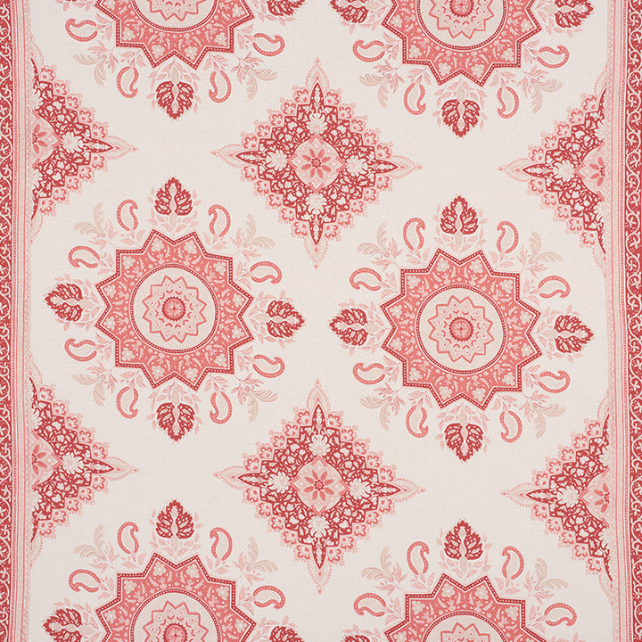 Montecito Medallion Faded Red 176483 by Schumacher Fabric Mark-D-Sikes 100% Linen Wyzenbeek 15,000 Horizontal: 54 and Vertical: 25.25 54 - Fabric Carolina -