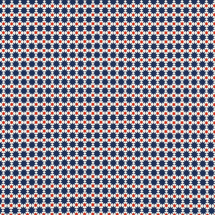 Cosmos II Navy & Red 176550 by Schumacher Fabric Indooroutdoor-By-Studio-Bon 100% Acrylic Wyzenbeek 15,000 Horizontal: 1.125 and Vertical: 1.25 54 - Fabric Carolina -