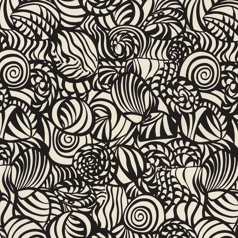 Seashells Black 176681 by Schumacher Fabric Indooroutdoor-Prints-Wovens 100% Acrylic - Horizontal: 26.75 and Vertical: 38 54 - Fabric Carolina -