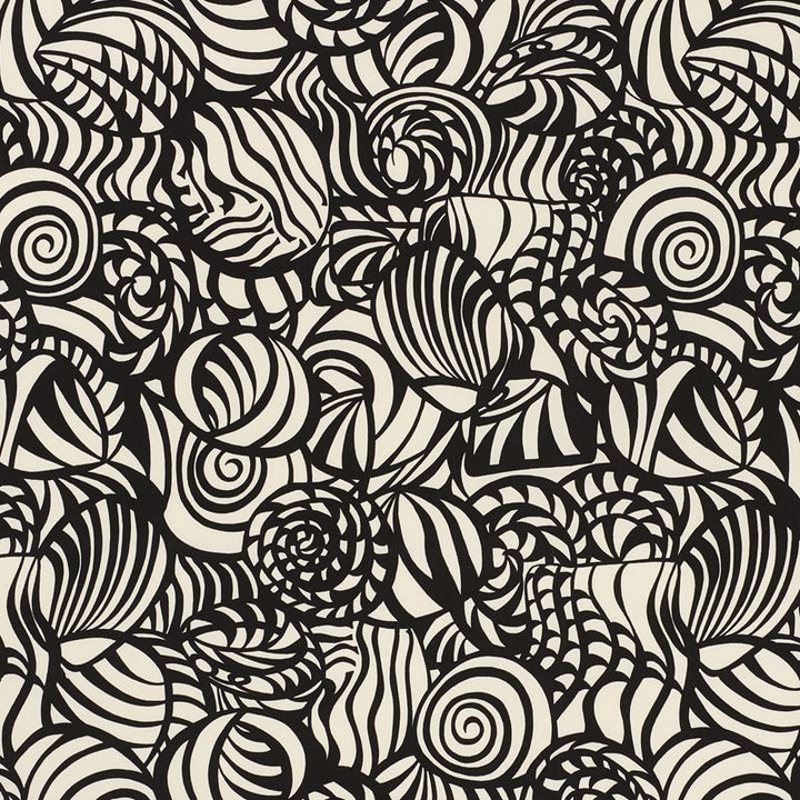 Seashells Black 176681 by Schumacher Fabric Indooroutdoor-Prints-Wovens 100% Acrylic - Horizontal: 26.75 and Vertical: 38 54 - Fabric Carolina -