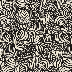Seashells Black 176681 by Schumacher Fabric