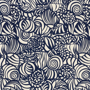 Seashells Navy 176682 by Schumacher Fabric