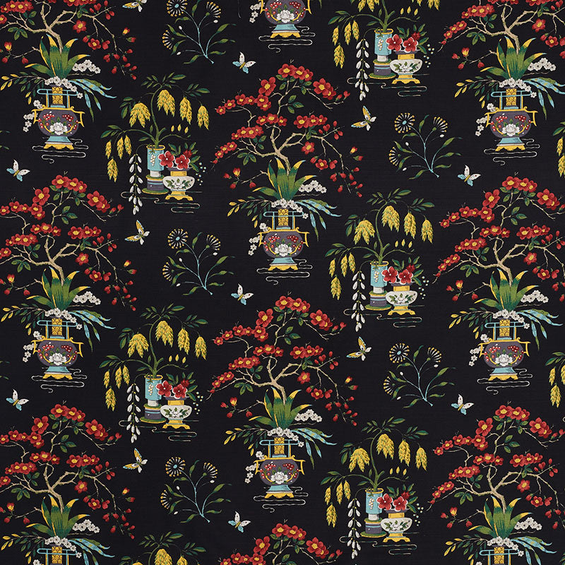 Ming Vase Black 176730 by Schumacher Fabric Schumacher-Classics 61% Linen, 39% Cotton - Horizontal: 18 and Vertical: 19 54 - Fabric Carolina -