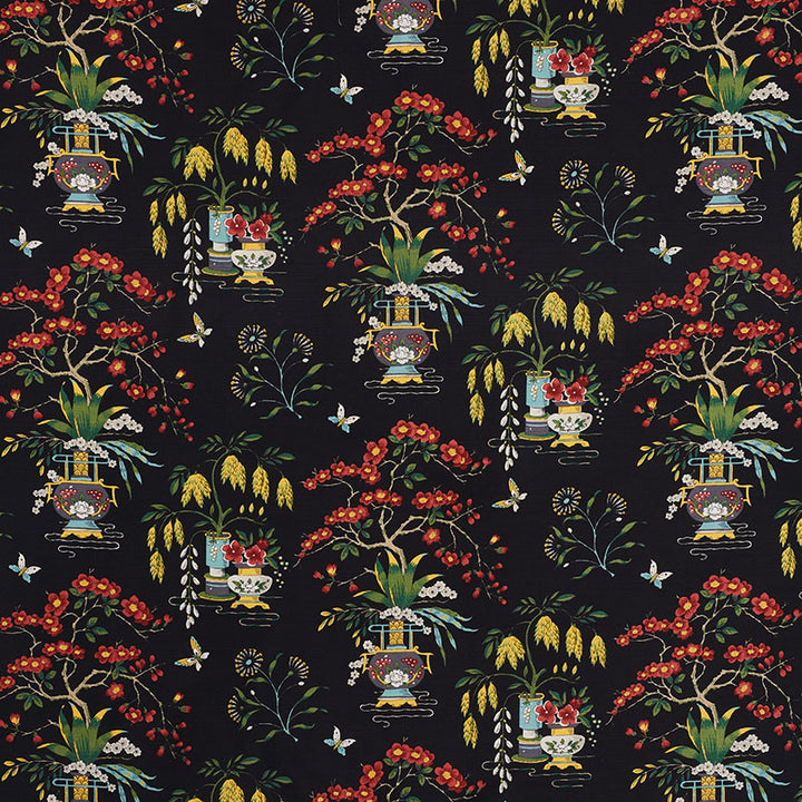 Ming Vase Black 176730 by Schumacher Fabric Schumacher-Classics 61% Linen, 39% Cotton - Horizontal: 18 and Vertical: 19 54 - Fabric Carolina -