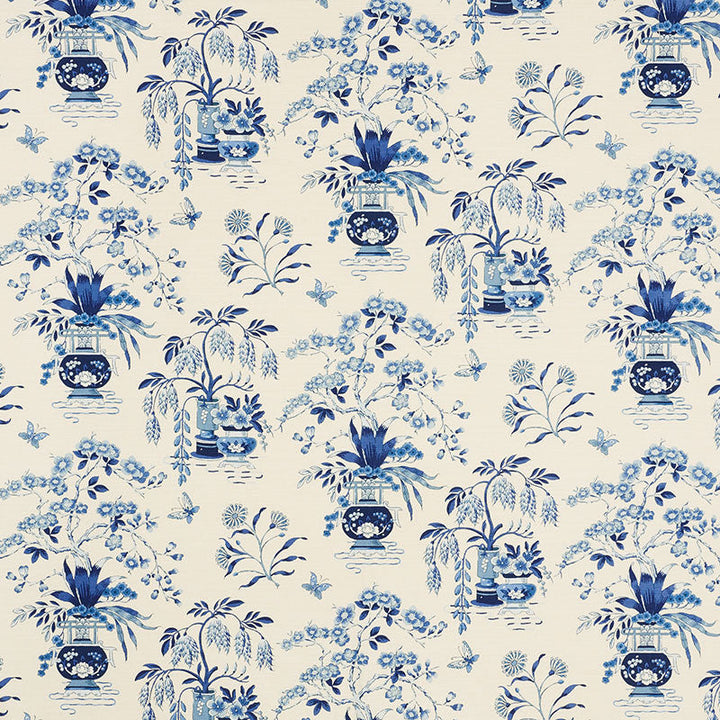 Ming Vase Porcelain 176733 by Schumacher Designer Fabric Schumacher-Classics 61% Linen, 39% Cotton - Horizontal: 18 and Vertical: 19 54 - Swanky Fabrics -