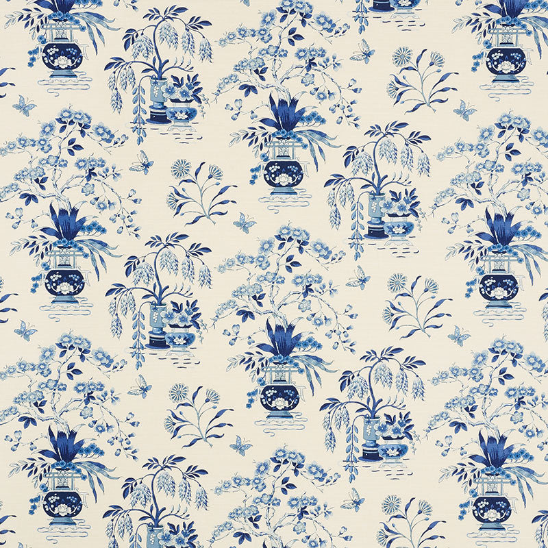 Ming Vase Porcelain 176733 by Schumacher Fabric Schumacher-Classics 61% Linen, 39% Cotton - Horizontal: 18 and Vertical: 19 54 - Fabric Carolina -