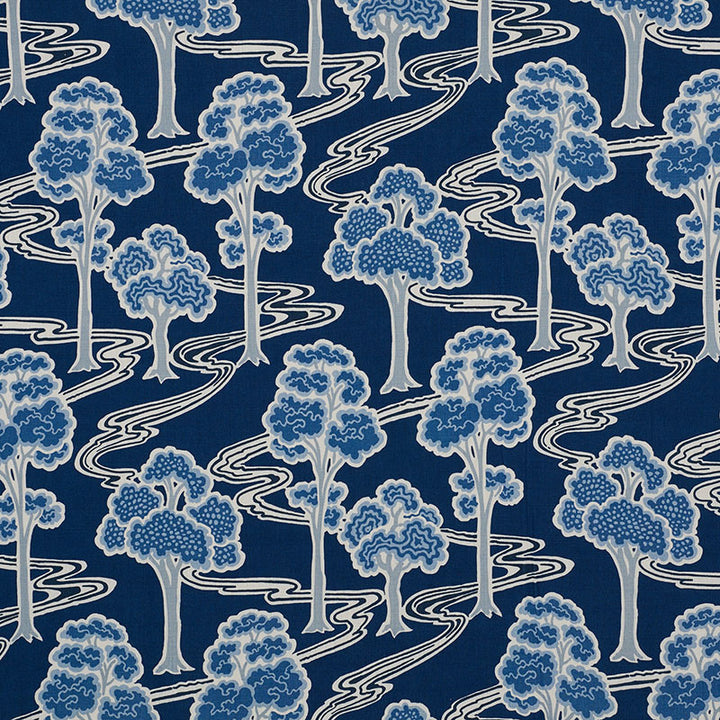 Tree River Blue 176741 by Schumacher Fabric Schumacher-Classics 100% Linen - Horizontal: 13.5 and Vertical: 29 54 - Fabric Carolina -