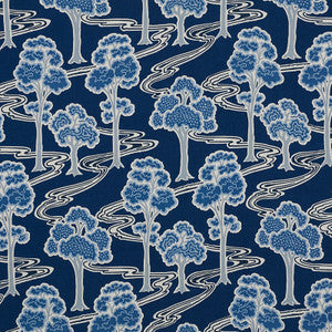 Tree River Blue 176741 by Schumacher Fabric
