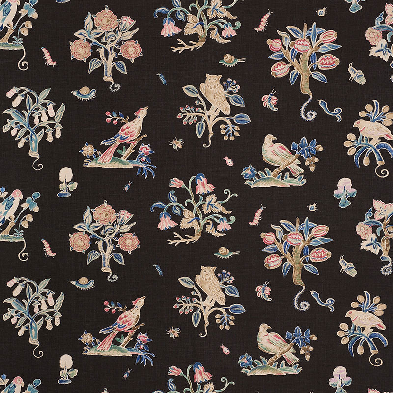 Magical Menagerie Black 176750 by Schumacher Fabric SCHUMACHER CLASSICS II See Sample THAILAND - </p><p>Repeat: Horizontal: 54" (137CM) and Vertical: 23 7/8" (61CM) 54" (137CM) - Fabric Carolina -