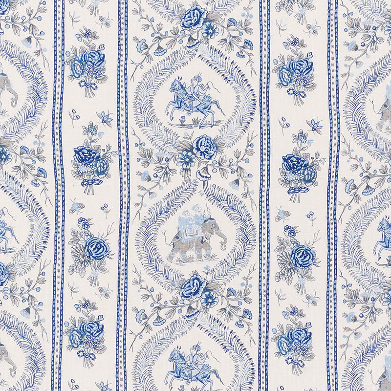 Kandula Blues 176801 by Schumacher Fabric SCHUMACHER CLASSICS II See Sample THAILAND - </p><p>Repeat: Horizontal: 18" (46CM) and Vertical: 12" (30CM) 54 3/4" (140CM) - Fabric Carolina -