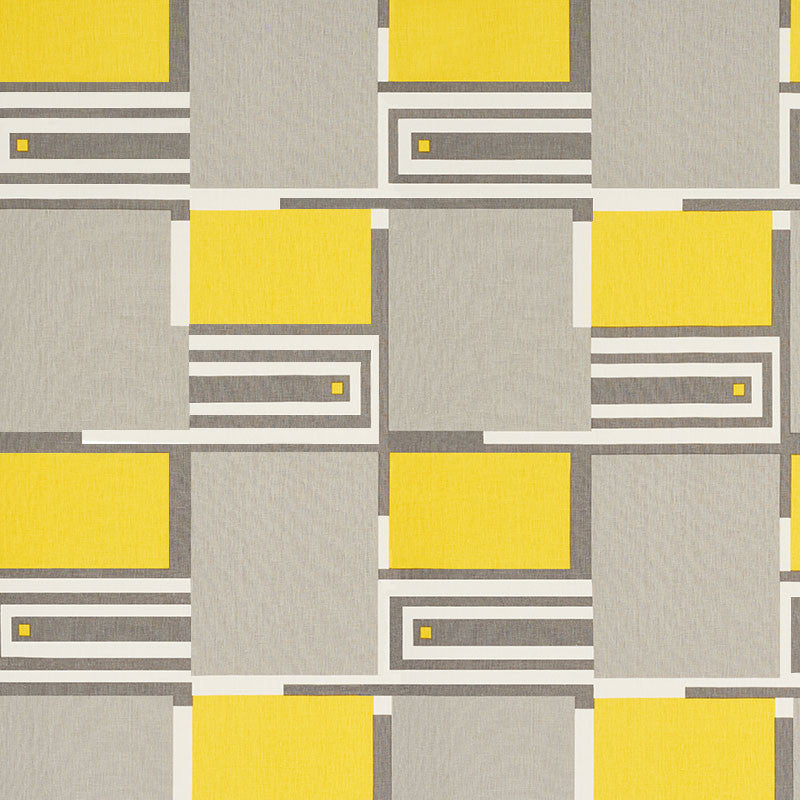 Design 101 Grey & Yellow 176860 by Schumacher Fabric APPLIED ARCHITECTURE See Sample BELGIUM HEAVY DUTY </p><p>Repeat: Horizontal: 24 1/4" (62CM) and Vertical: 30" (76CM) 53 1/2" (136CM) - Fabric Carolina -