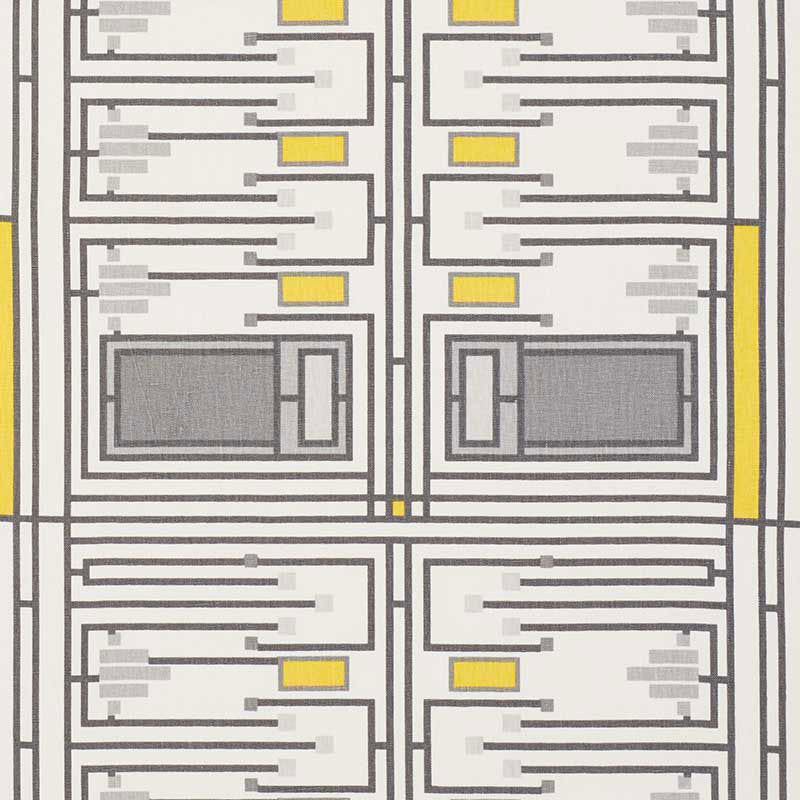 Design 105 Grey & Yellow 176871 by Schumacher Fabric APPLIED ARCHITECTURE See Sample BELGIUM HEAVY DUTY </p><p>Repeat: Horizontal: 25" (64CM) and Vertical: 27" (69CM) 54" (137CM) - Fabric Carolina -
