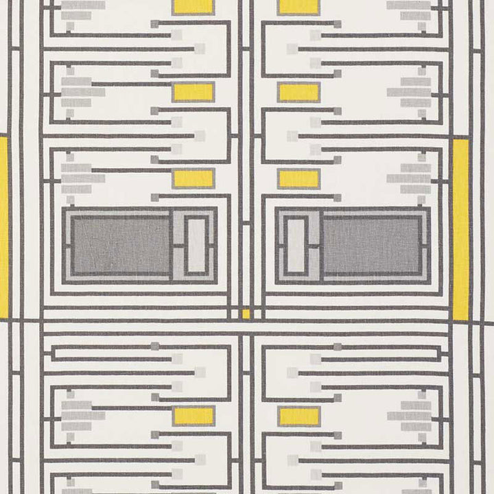 Design 105 Grey & Yellow 176871 by Schumacher Fabric APPLIED ARCHITECTURE See Sample BELGIUM HEAVY DUTY </p><p>Repeat: Horizontal: 25" (64CM) and Vertical: 27" (69CM) 54" (137CM) - Fabric Carolina -