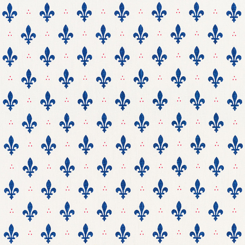 Fleur De Lis Bleu & Rouge 176961 by Schumacher Fabric French-Revolution 100% Linen Wyzenbeek 15,000 Horizontal: 2 and Vertical: 2.5 54 - Fabric Carolina -