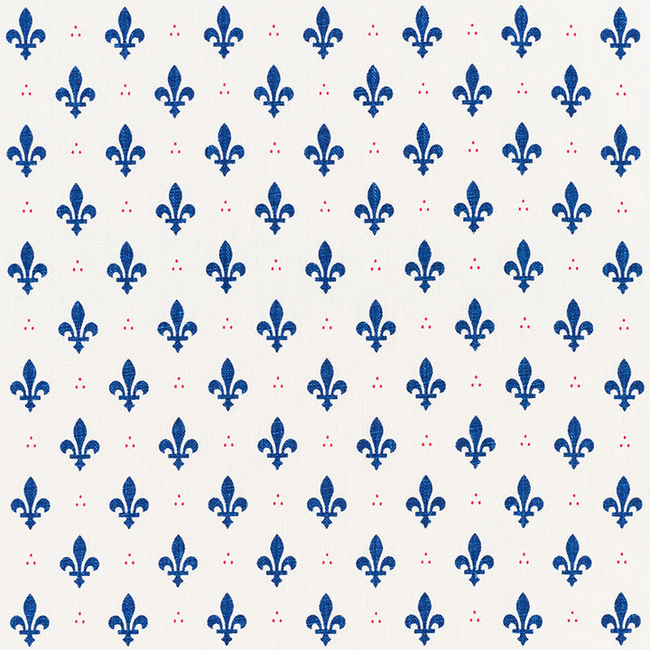Fleur De Lis Bleu & Rouge 176961 by Schumacher Fabric French-Revolution 100% Linen Wyzenbeek 15,000 Horizontal: 2 and Vertical: 2.5 54 - Fabric Carolina -