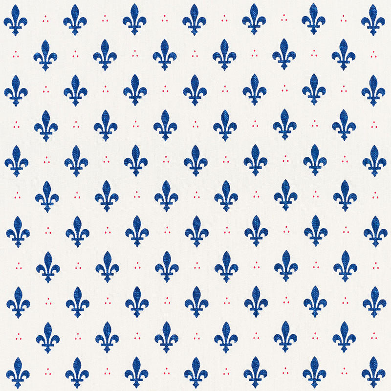 Fleur De Lis Bleu & Rouge 176961 by Schumacher Fabric FRENCH REVOLUTION LINEN 100% BELGIUM WYZENBEEK 15,000 </p><p>Repeat: Horizontal: 2" (5CM) and Vertical: 2 1/2" (6CM) 54 - Fabric Carolina -