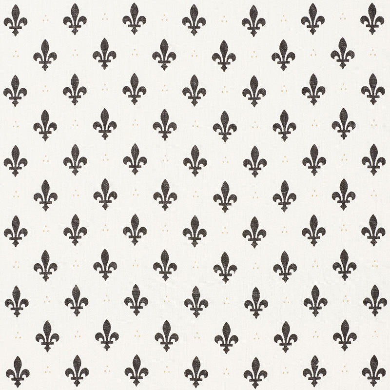 Fleur De Lis Charcoal 176962 by Schumacher Designer Fabric FRENCH REVOLUTION LINEN 100% BELGIUM WYZENBEEK 15,000 </p><p>Repeat: Horizontal: 2" (5CM) and Vertical: 2 1/2" (6CM) 54 - Swanky Fabrics -