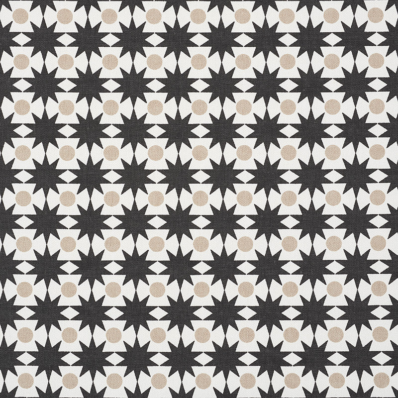 Cosmos Black & Sand 177063 by Schumacher Fabric Prints-By-Studio-Bon 100% Cotton - Horizontal: 1 and Vertical: 1.25 54 - Fabric Carolina -