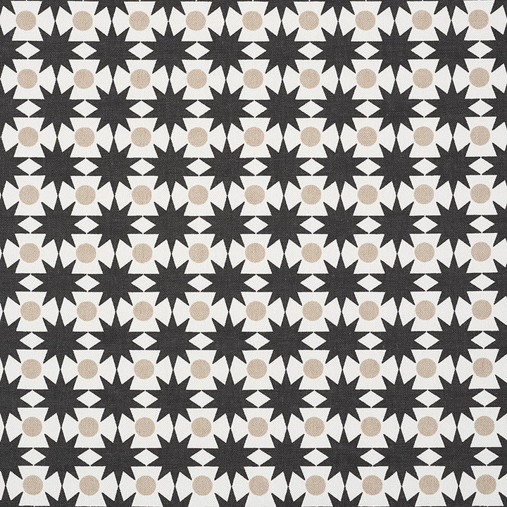 Cosmos Black & Sand 177063 by Schumacher Fabric Prints-By-Studio-Bon 100% Cotton - Horizontal: 1 and Vertical: 1.25 54 - Fabric Carolina -