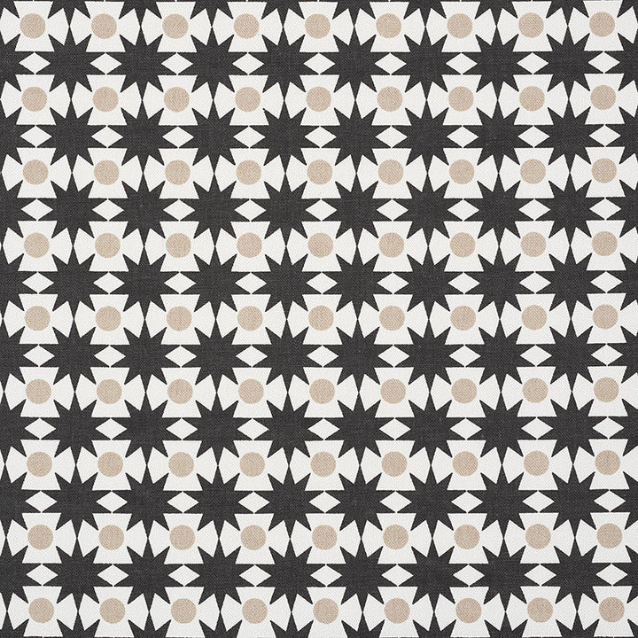 Cosmos Black & Sand 177063 by Schumacher Designer Fabric Prints-By-Studio-Bon 100% Cotton - Horizontal: 1 and Vertical: 1.25 54 - Swanky Fabrics -
