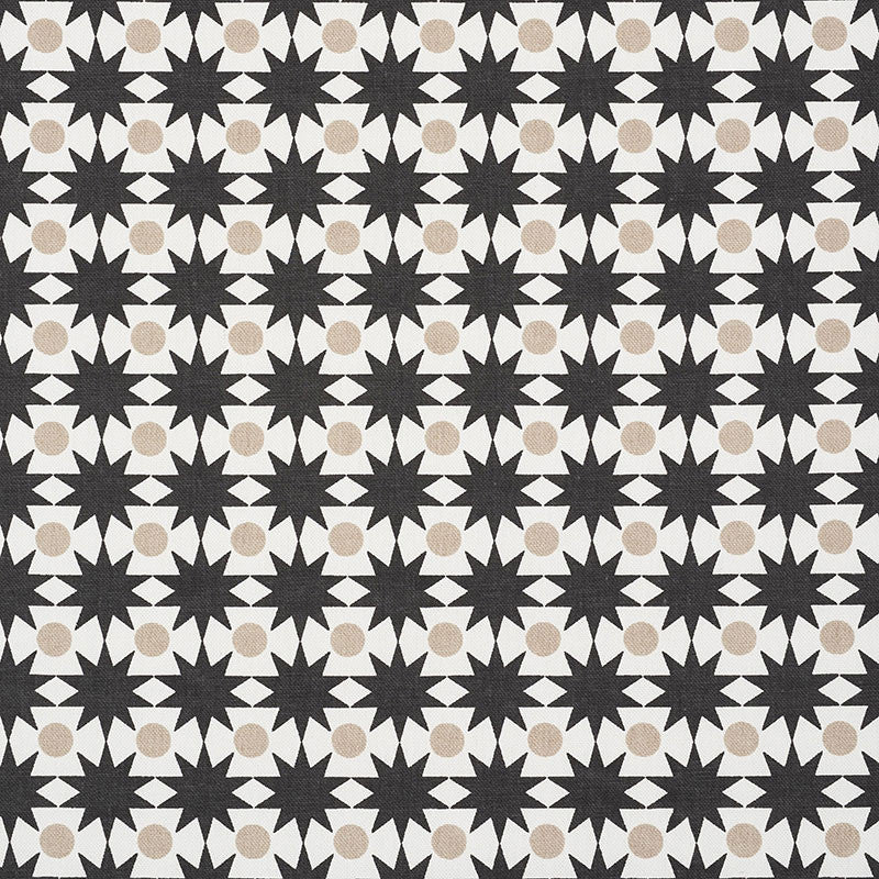 Cosmos Black & Sand 177063 by Schumacher Designer Fabric PRINTS BY STUDIO BON See Sample TURKEY HEAVY </p><p>Repeat: Horizontal: 1" (3CM) and Vertical: 1 1/4" (3CM) 54" (137CM) - Swanky Fabrics -