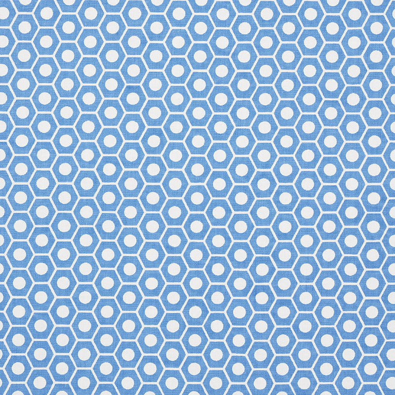 Queen B French Blue 177076 by Schumacher Designer Fabric PRINTS BY STUDIO BON COTTON DUCK 100% TURKEY </p><p>Repeat: Horizontal: 1 1/4" (3CM) and Vertical: 3/4" (2CM) 54 - Swanky Fabrics -