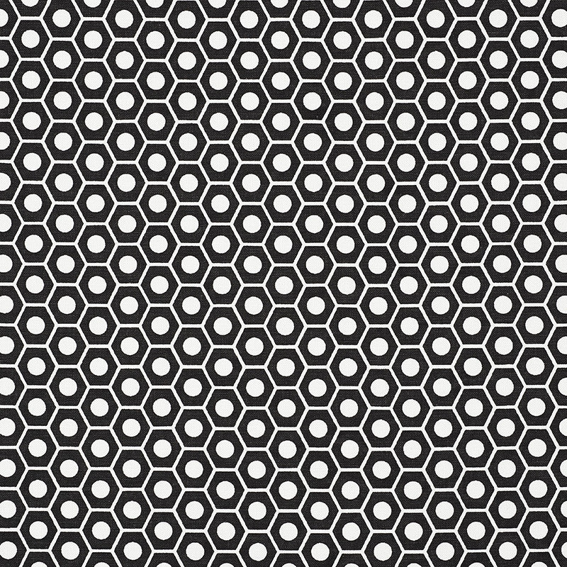 Queen B Black 177078 by Schumacher Fabric Prints-By-Studio-Bon 100% Cotton - Horizontal: 1.25 and Vertical: 3/4- 54 - Fabric Carolina -