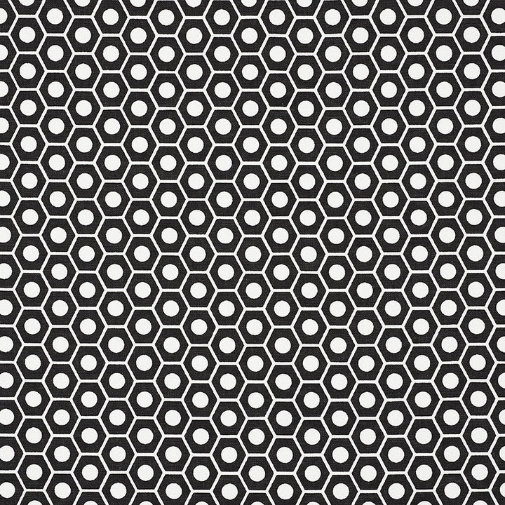 Queen B Black 177078 by Schumacher Fabric Prints-By-Studio-Bon 100% Cotton - Horizontal: 1.25 and Vertical: 3/4- 54 - Fabric Carolina -