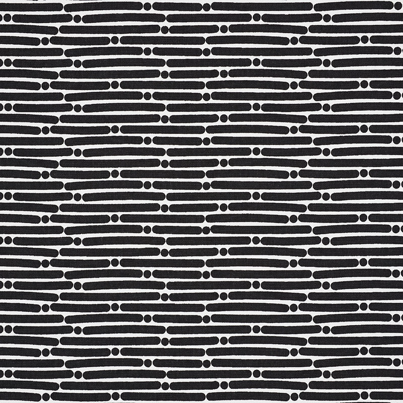 Dot Dash Black 177105 by Schumacher Fabric Prints-By-Studio-Bon 100% Cotton - Horizontal: 9 and Vertical: 1.5 53.75 - Fabric Carolina -