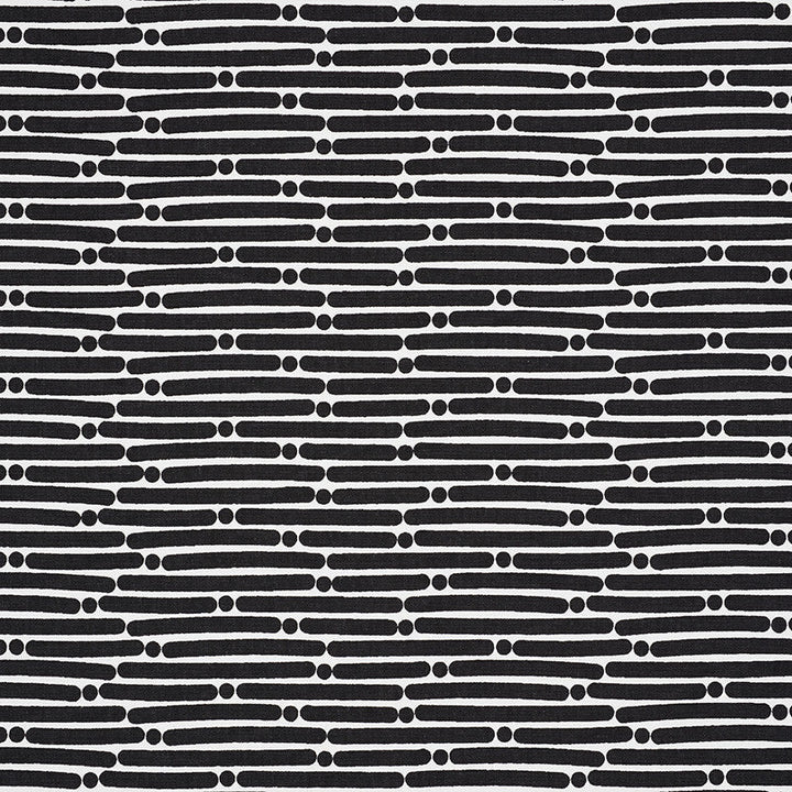 Dot Dash Black 177105 by Schumacher Designer Fabric Prints-By-Studio-Bon 100% Cotton - Horizontal: 9 and Vertical: 1.5 53.75 - Swanky Fabrics -
