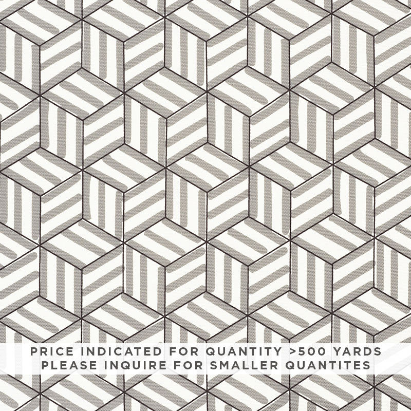 Tumbling Blocks Contract Grey 177241 by Schumacher Fabric CONTRACT COLLECTION See Sample UNITED STATES OF AMERICA MEDIUM DUTY </p><p>Repeat: Horizontal: 8" (20CM) and Vertical: 6 3/4" (17CM) 54 1/4" (138 CM) - Fabric Carolina -