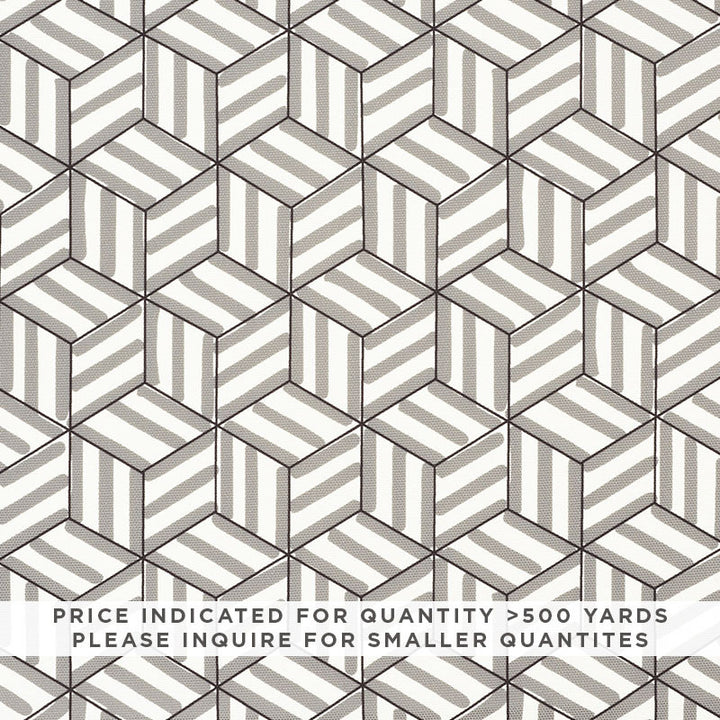 Tumbling Blocks Contract Grey 177241 by Schumacher Fabric CONTRACT COLLECTION See Sample UNITED STATES OF AMERICA MEDIUM DUTY </p><p>Repeat: Horizontal: 8" (20CM) and Vertical: 6 3/4" (17CM) 54 1/4" (138 CM) - Fabric Carolina -