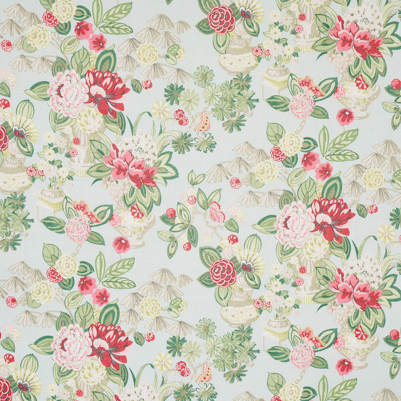 Bouquet Chinois Sky 177292 by Schumacher Fabric ORIENT EXPRESS LINEN 100% THAILAND MARTINDALE 20,000 </p><p>Repeat: Horizontal: 26 1/2" (67CM) and Vertical: 30" (76CM) 54 - Fabric Carolina -