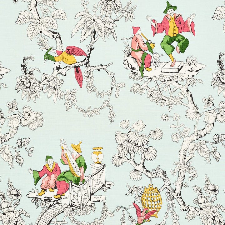 Chinoiserie Moderne Aqua 177420 by Schumacher Designer Fabric SCHUMACHER CLASSICS See Sample BELGIUM MEDIUM DUTY </p><p>Repeat: Horizontal: 27" (69CM) and Vertical: 35 3/4" (91CM) 54" (137CM) - Swanky Fabrics -