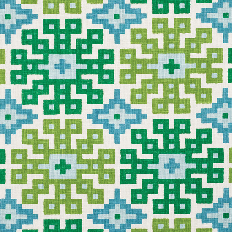 Palmetto Print Lagoon 177450 by Schumacher Fabric Happy-Together 100% Cotton Wyzenbeek 15,000 Horizontal: 26.75 and Vertical: 25.25 54 - Fabric Carolina -