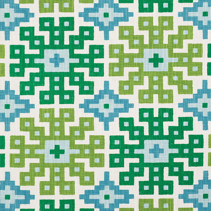 Palmetto Print Lagoon 177450 by Schumacher Fabric Happy-Together 100% Cotton Wyzenbeek 15,000 Horizontal: 26.75 and Vertical: 25.25 54 - Fabric Carolina -