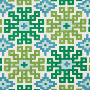 Palmetto Print Lagoon 177450 by Schumacher Fabric