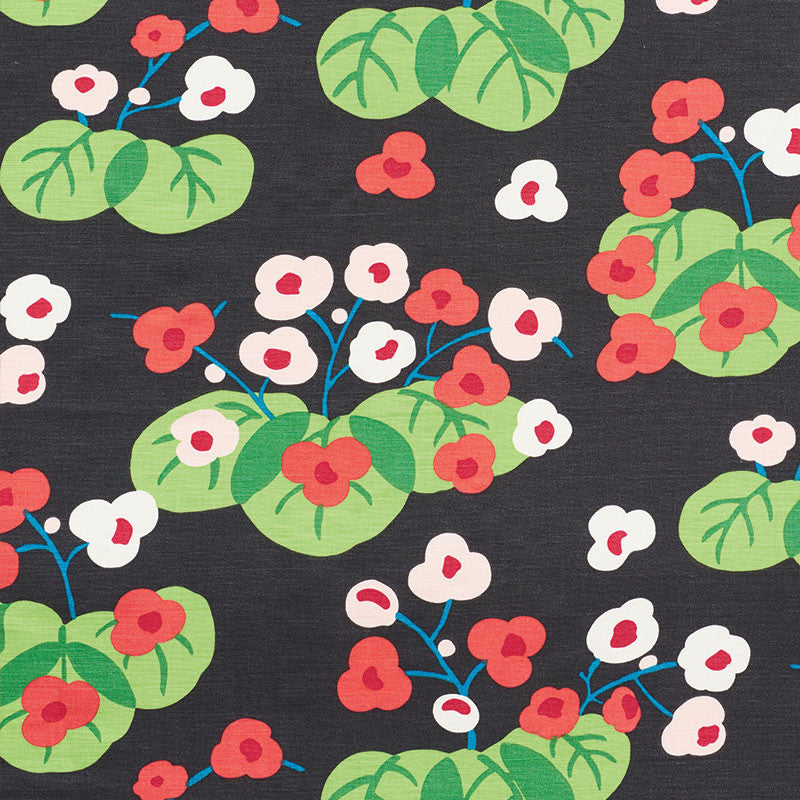 Saku Soft Black 177482 by Schumacher Designer Fabric PRINT HAPPY See Sample UNITED KINGDOM - </p><p>Repeat: Horizontal: 23 1/2" (60CM) and Vertical: 27" (69CM) 55 1/4" (140CM) - Swanky Fabrics -