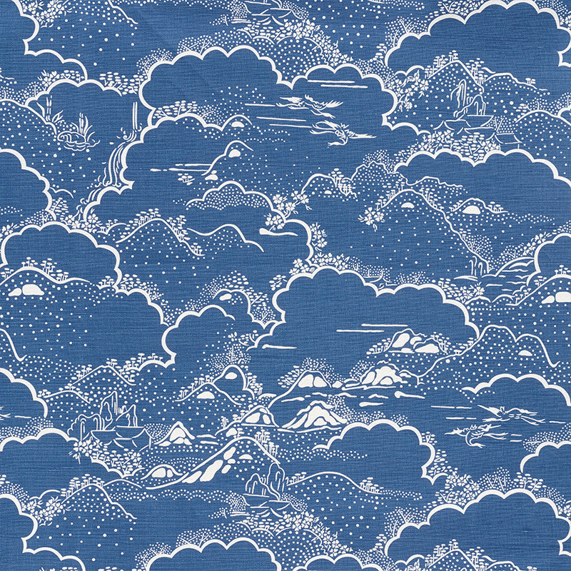 Kumo Village Blue 177520 by Schumacher Fabric Mingei 55% Linen, 45% Cotton Wyzenbeek 15,000 Horizontal: 27 and Vertical: 24.5 54.25 - Fabric Carolina -