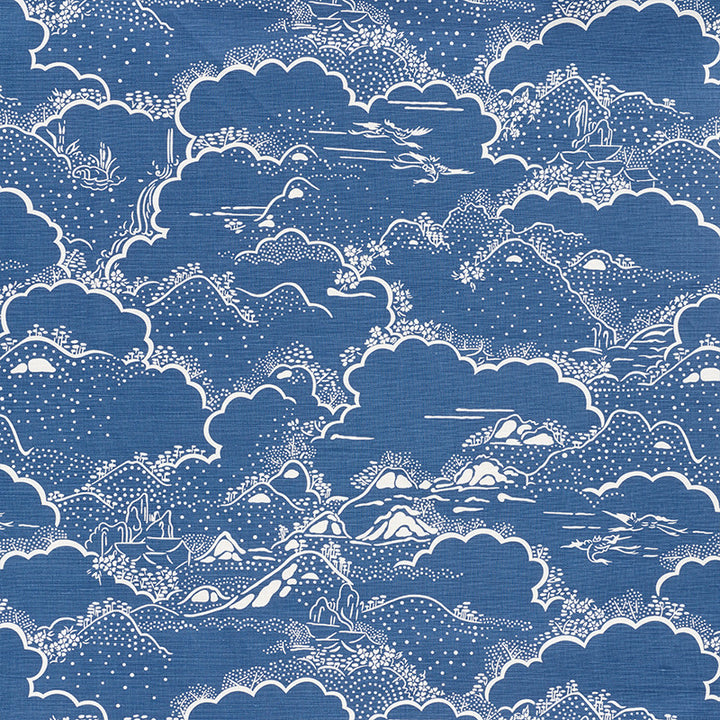 Kumo Village Blue 177520 by Schumacher Fabric Mingei 55% Linen, 45% Cotton Wyzenbeek 15,000 Horizontal: 27 and Vertical: 24.5 54.25 - Fabric Carolina -