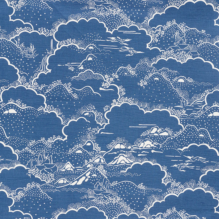 Kumo Village Blue 177520 by Schumacher Designer Fabric MINGEI See Sample BELGIUM MEDIUM DUTY </p><p>Repeat: Horizontal: 27" (69CM) and Vertical: 24 1/2" (62CM) 54 1/4" (138CM) - Swanky Fabrics -