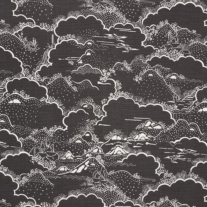 Kumo Village Carbon 177522 by Schumacher Fabric Mingei 55% Linen, 45% Cotton Wyzenbeek 15,000 Horizontal: 27 and Vertical: 24.5 54.25 - Fabric Carolina -
